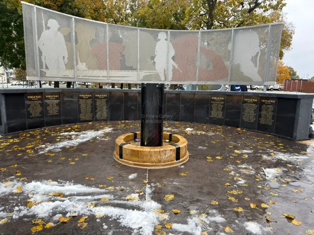 Granite Veterans Memorial Park Fountain in Chicago IL